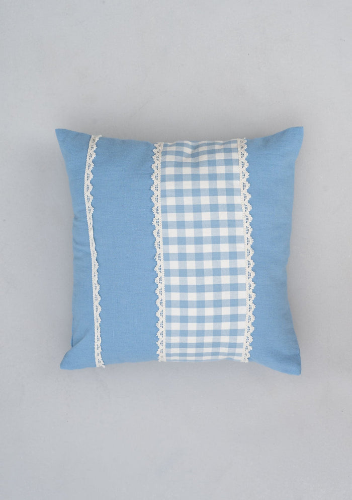 Heirloom 100% cotton embroidered decorative cushion cover for sofa - Powder Blue