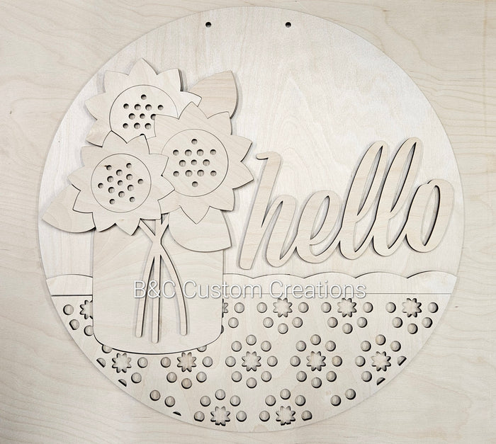 Hello Sunflower Jar