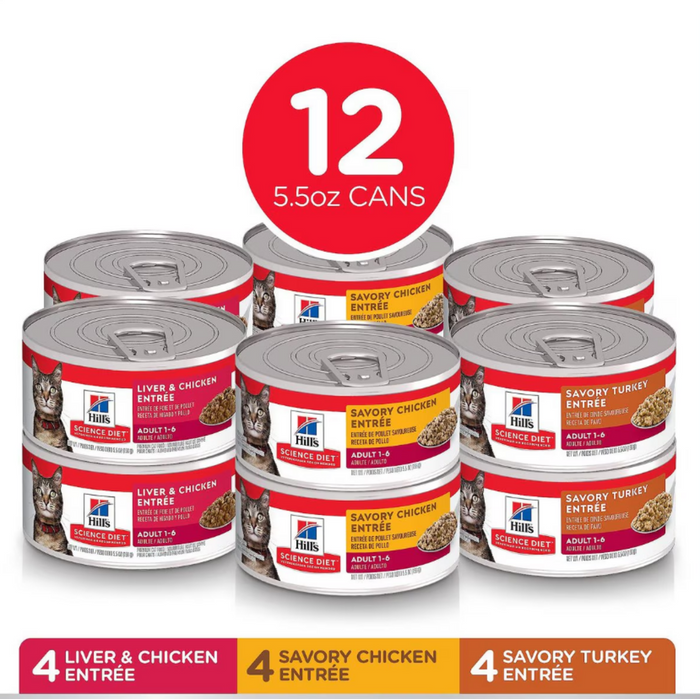 Hill's Science Diet Adult Savory Entree Variety Pack Canned Cat Food
