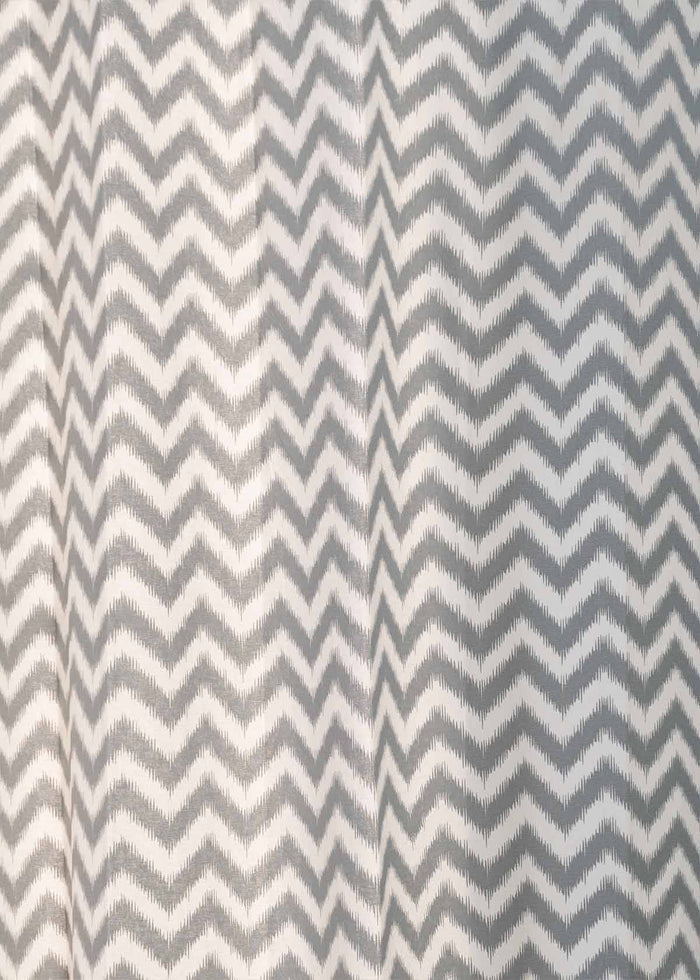 Ikat Chevron Grey 100% cotton geometric curtain for living room - Room darkening - Single Piece