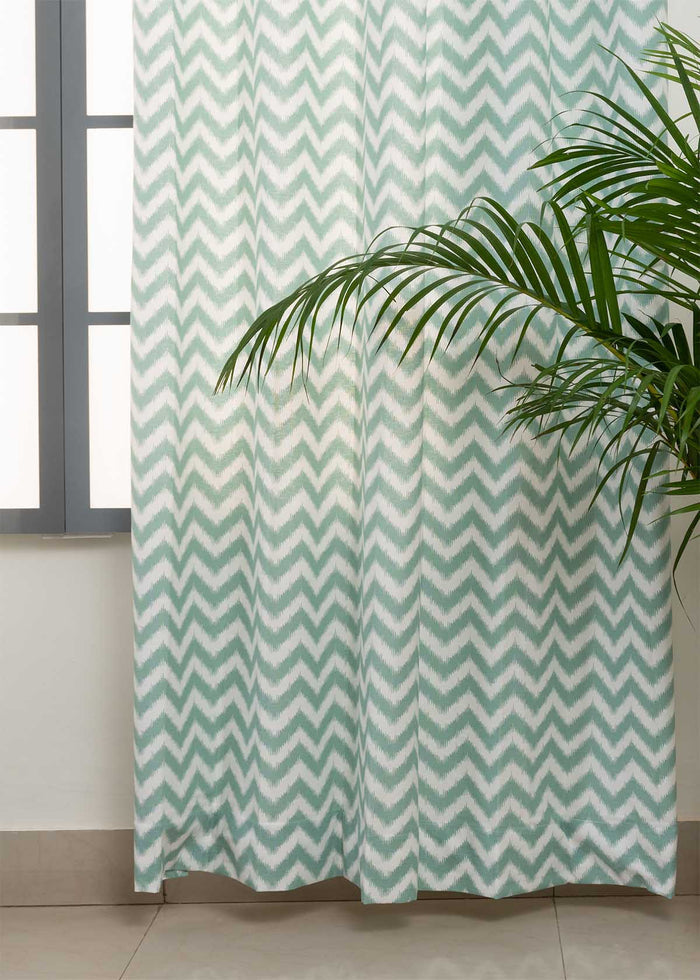 Ikat chevron printed cotton Fabric - Nile Blue