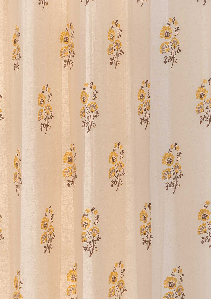 Indus 100% cotton ethnic curtain for living room - Room darkening - Amber - Single Piece