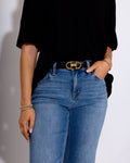 Leather Belt with Equestrian Buckle in Black