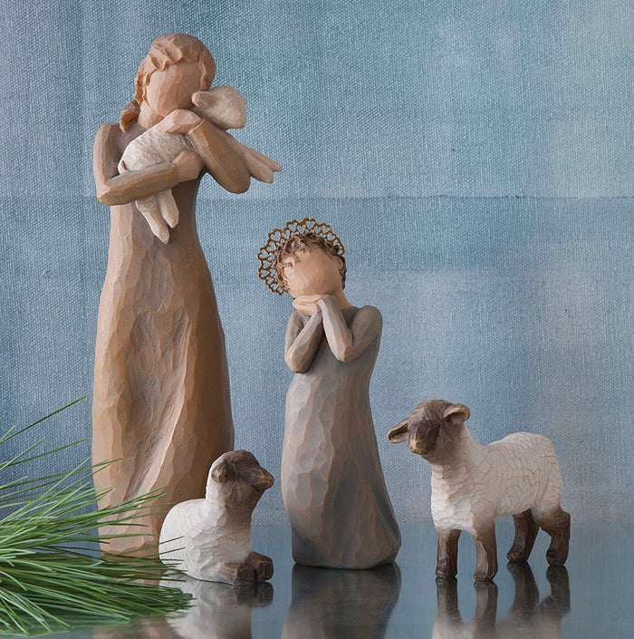 LITTLE SHEPHERDESS FIGURE SCULPTURE HAND PAINTING WILLOW TREE BY SUSAN LORDI
