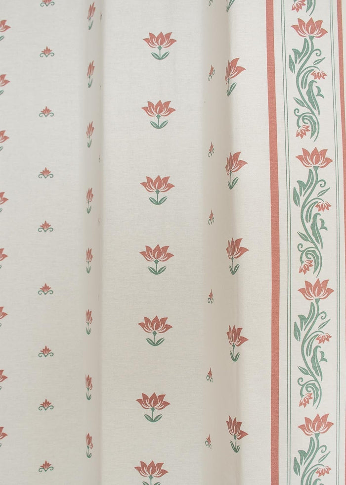 Lotus Pond printed cotton Fabric - Multicolor