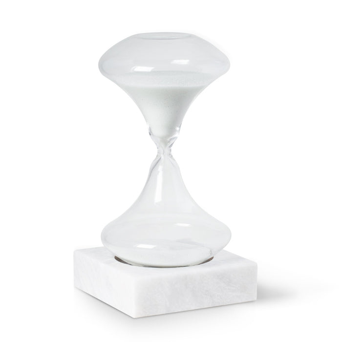 Luna 45 minute Art Deco Hourglass on White Marble Base