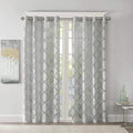 Madison Park Eden 50”x95” Fretwork Burnout Sheer Curtain Panel, Grey