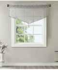 Madison Park Irina 50” x 22” Embroidered Diamond Sheer Ascort Valance