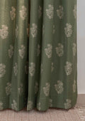 Malabar Printed 100% cotton ethnic curtain for living room & Bedroom - Room darkening - Pepper Green - Single Piece