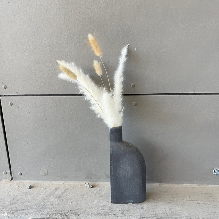 Matte Vase W/ Plume + Bunny Ear Dried Florals