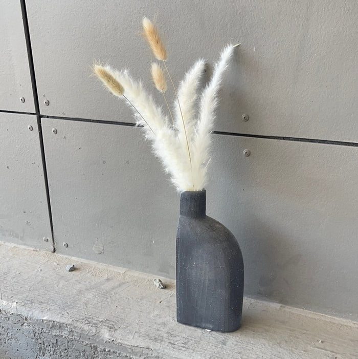 Matte Vase W/ Plume + Bunny Ear Dried Florals