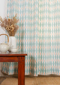 Maze 100% cotton geometric curtain for living room - Light Reduction - Sage green - Single - Single Piece