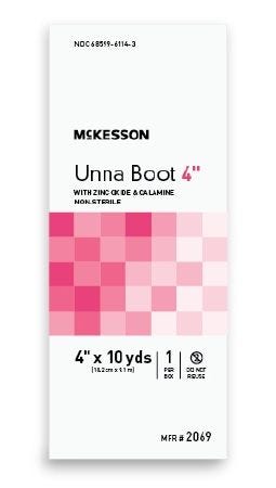 McKesson Unna Boot 2069 4 Inch X 10 Yard Cotton Zinc Oxide, Calamine NonSterile, 1 Count