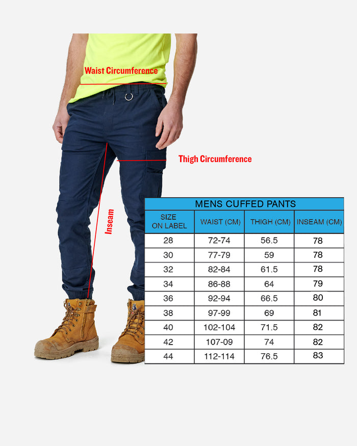 Mens Cuffed Elastic Waist Pant Stone