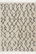 Modern Contemporary Beige and Charcoal Tribal Trellis Plush Pile Area Rug - The Rug Decor