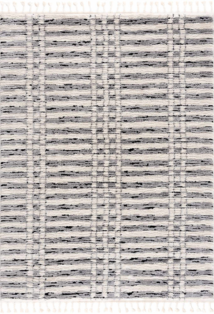 Modern Contemporary Ivory, Black and Gray High Pile Area Rug - The Rug Decor