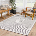 Modern Geometrical Arc Texture Ivory and Purple Washable Area Rug - The Rug Decor