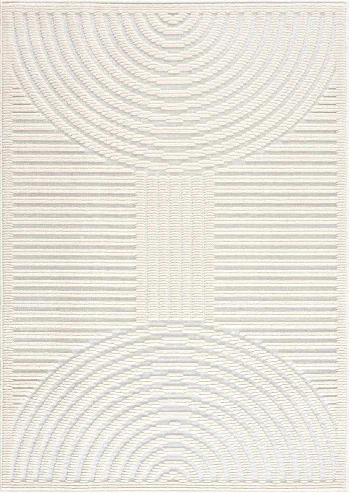 Modern Geometrical Arc Texture Ivory Washable Area Rug - The Rug Decor