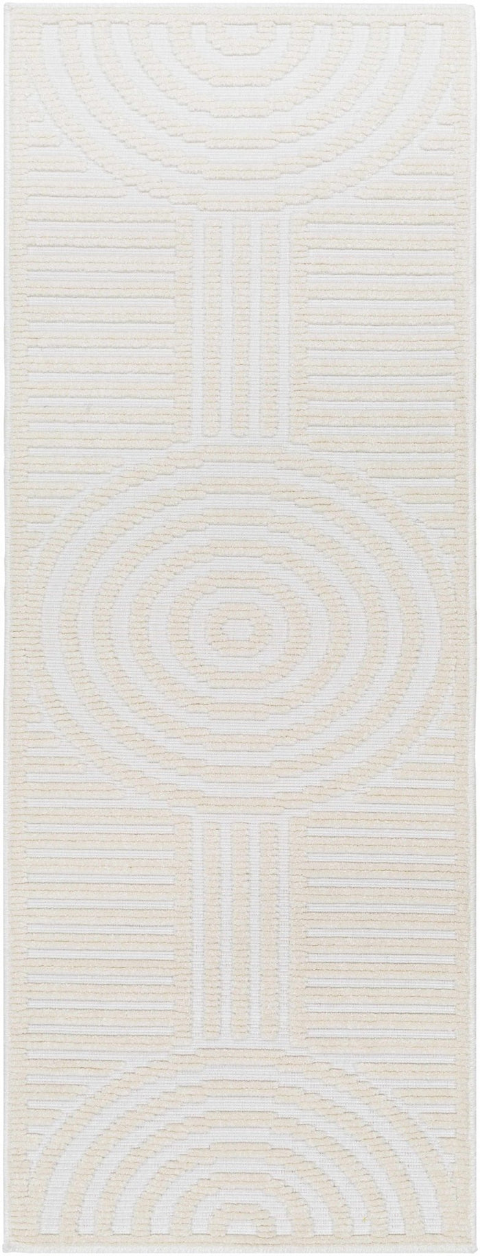 Modern Geometrical Arc Texture Ivory Washable Area Rug - The Rug Decor
