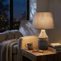 Modern Minimalist Table Lamp E27 Fabric Shade Ceramic Base ~5160