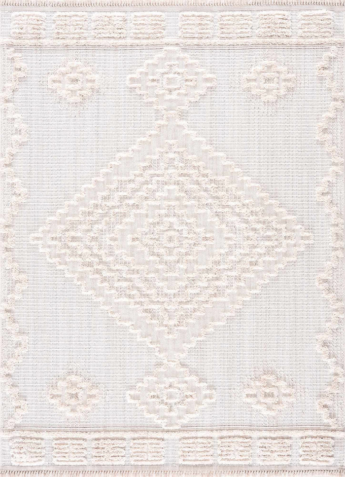 Moroccan Bohemian Chic Style Ivory and Beige High & Low Pile Area Rug - The Rug Decor