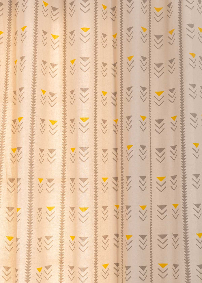 Mudline Printed 100% cotton ethnic curtain for living room - Room darkening - Mustard - Single Piece