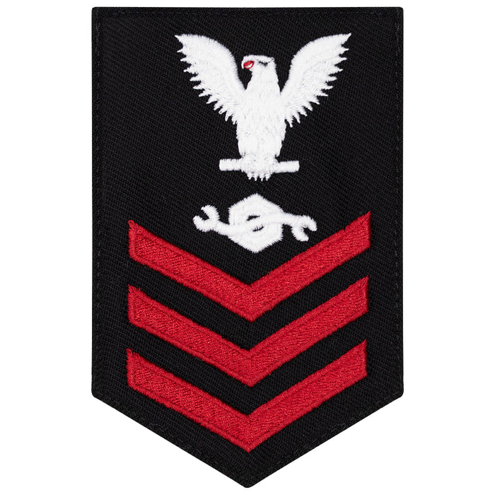 Navy E6 FEMALE Rating Badge: Construction Mechanic - New Serge for Jumper