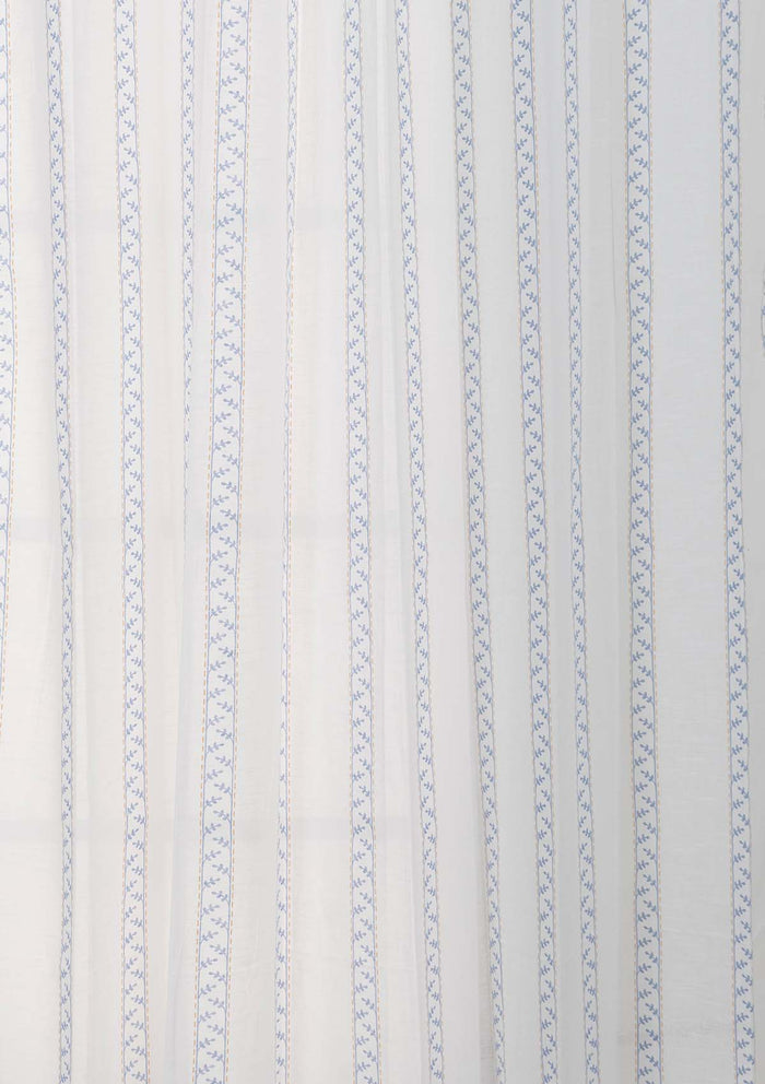 Oriental Stripes Printed Sheer Fabric - Powder Blue