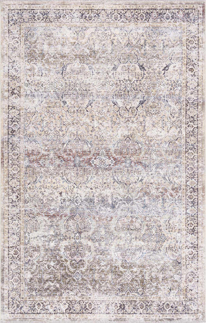 Oriental Transitional Design Beige, Brown and Camel Style Low Pile Area Rug - The Rug Decor