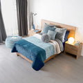 OSLO STRIPED BLANKET WITH SHERPA SOFTY THICK AND WARM KING SIZE MADE IN MEXICO