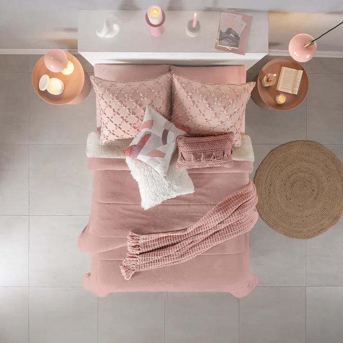 PINK DREAM BLANKET WITH SHERPA SOFTY THICK AND WARM KING SIZE MADE IN MEXICO