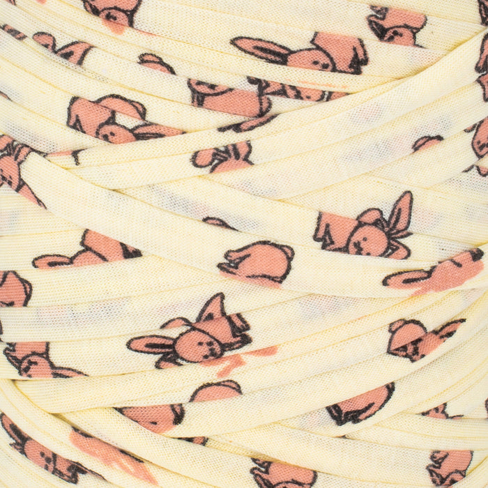 Printed Recycled T-Shirt Fabric Yarn - Bunny Crew