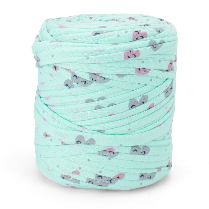 Printed Recycled T-Shirt Fabric Yarn - Candy Mint