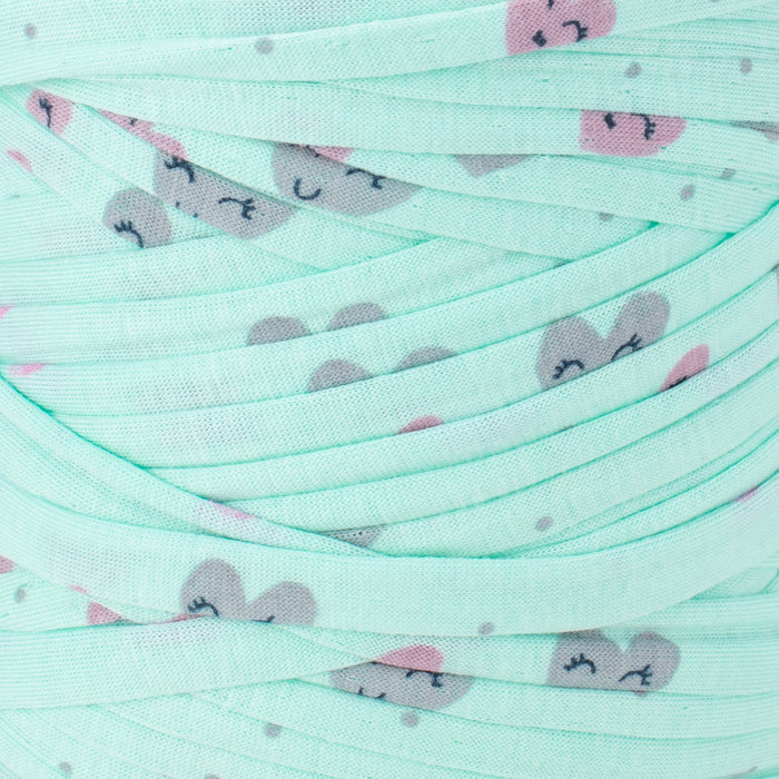 Printed Recycled T-Shirt Fabric Yarn - Candy Mint