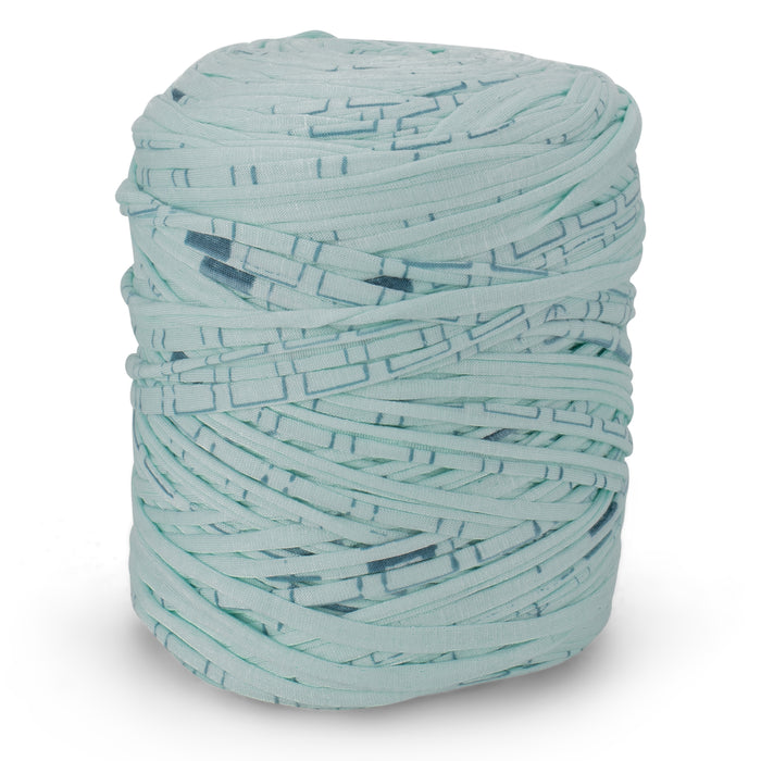 Printed Recycled T-Shirt Fabric Yarn - Mint Bricks