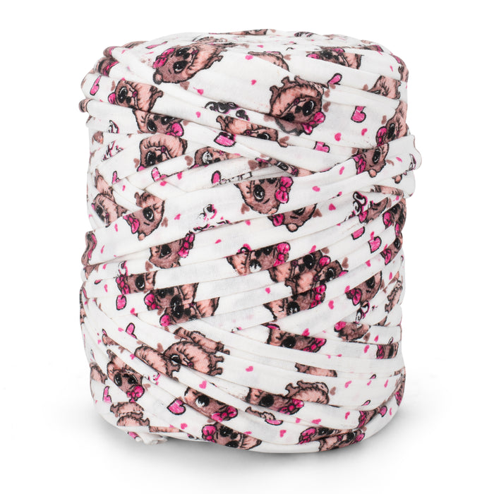 Printed Recycled T-Shirt Fabric Yarn - Puppy Love