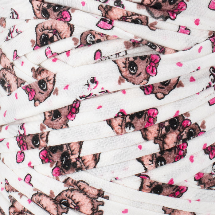 Printed Recycled T-Shirt Fabric Yarn - Puppy Love