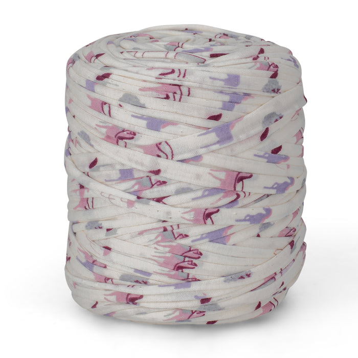 Printed Recycled T-Shirt Fabric Yarn - Sweet Flamingo