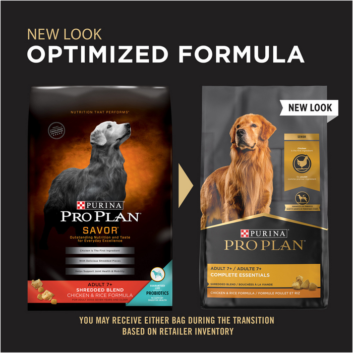 Purina Pro Plan Complete Essentials Shredded Blend Chicken and Rice Senior 7+ Dry Dog Food