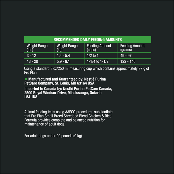 Purina Pro Plan Shredded Blend Chicken and Rice Small Breed Dry Dog Food