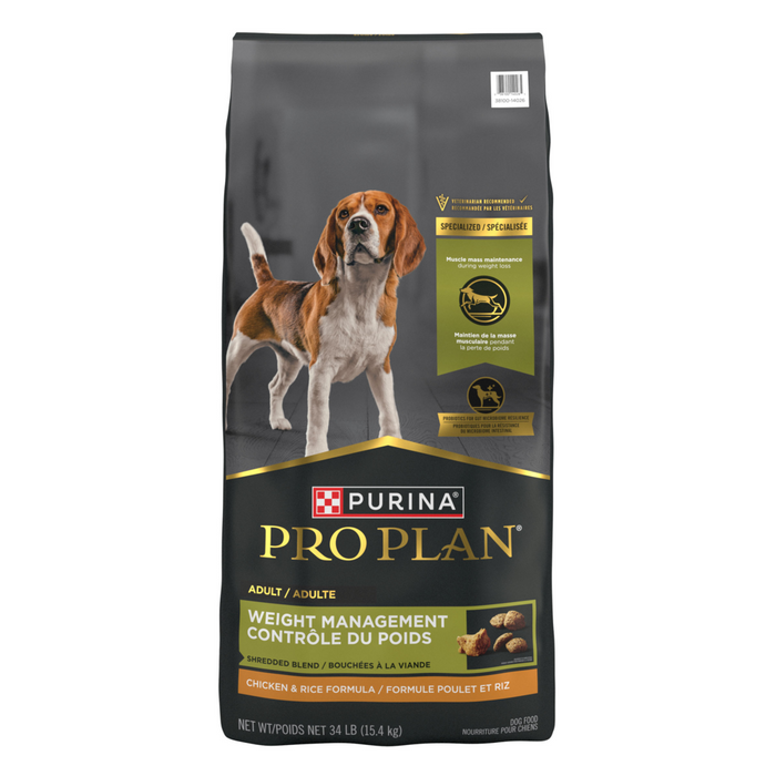 Purina Pro Plan Shredded Blend Weight Management Chicken and Rice Dry Dog Food