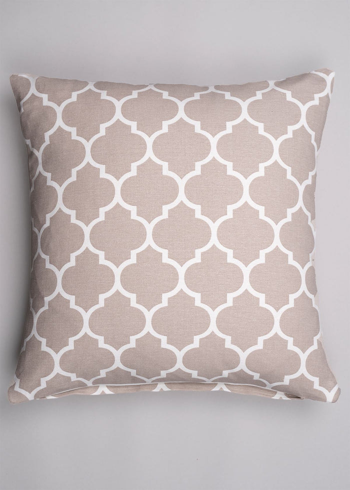 Reverse Trellis 100% cotton geometric cushion cover for sofa - Walnut grey