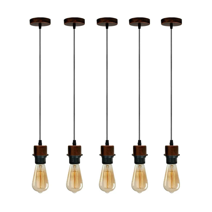 Rustic Red Pendant Light Holder Screw Fix E27 5 Pack~4238