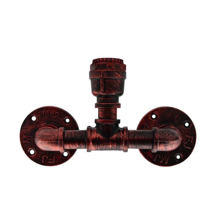 Steampunk E27 Rustic Red Water Pipe Wall Sconce