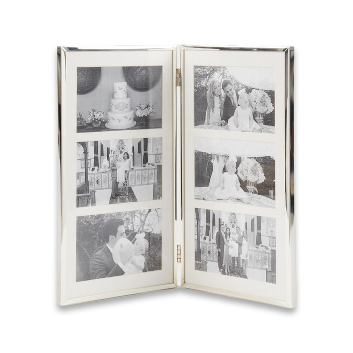 Silver Plated Collage Picture Frame Holds Six 4" x 6" Photos