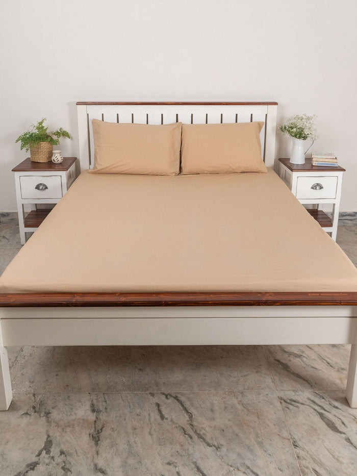 Solid Cotton Flat Sheet - Pebble