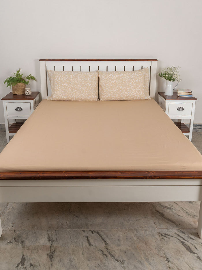 Solid Cotton Flat Sheet - Pebble