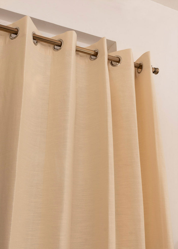 Solid Cream 100% cotton plain curtain for bedroom - Light Reduction - Single Piece
