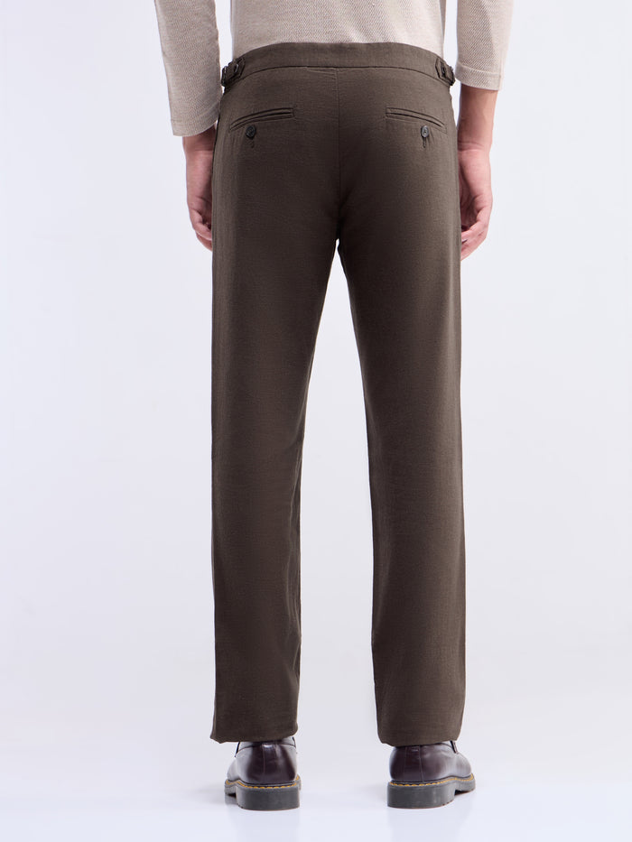 Solid Regular Fit Trousers - Choco t4option_0