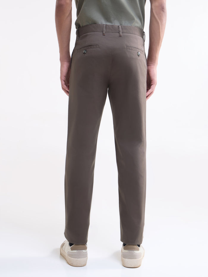 Solid Regular Fit Trousers - Brown t4option_0